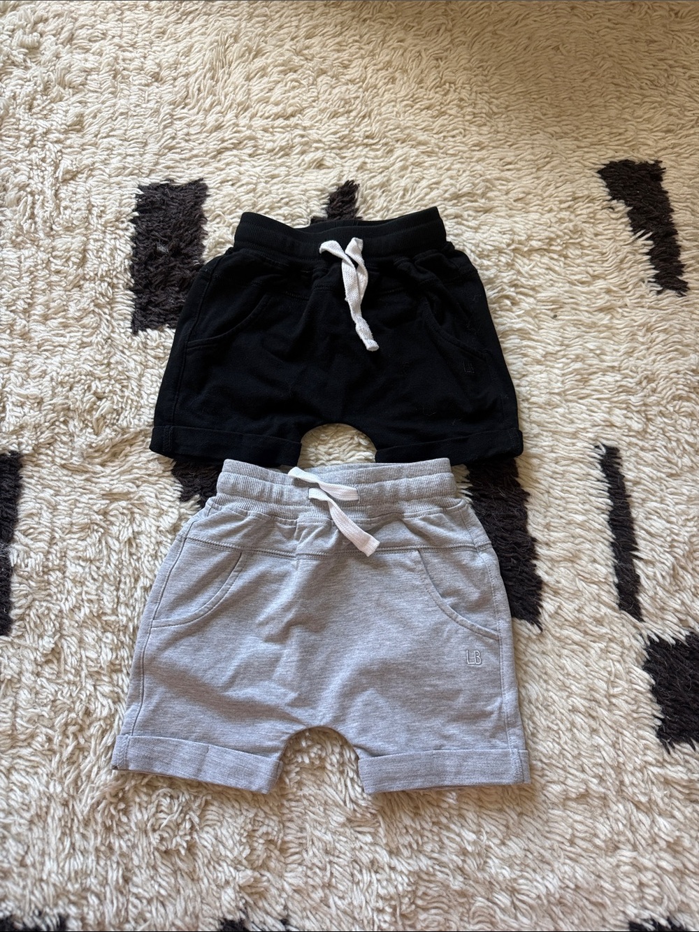 Little Bipsy Black & Light Gray Cotton Drawstring Shorts Set